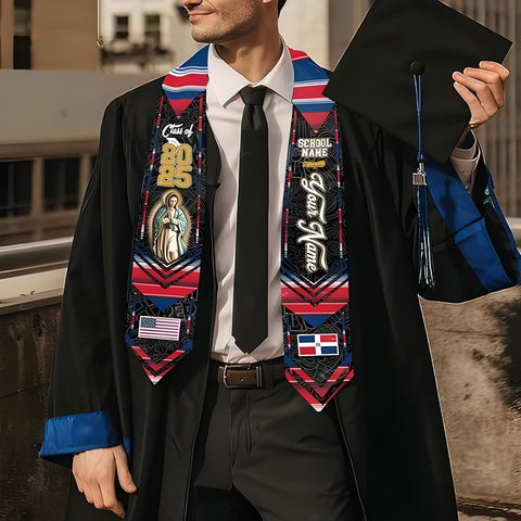 Personalized Dominican Republic Graduation Sash 2025, Customized Dominican American Flag Sash, Dominican Graduation Stole 2025