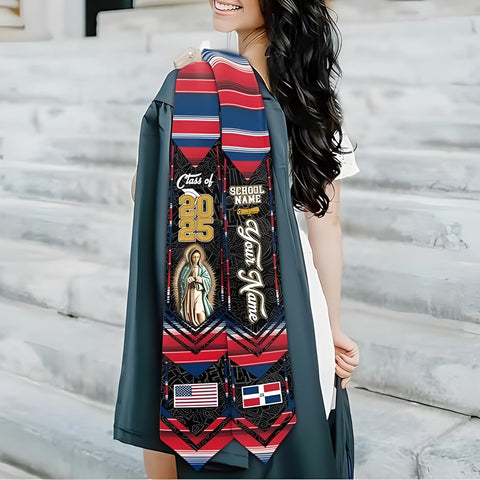Personalized Dominican Republic Graduation Sash 2025, Customized Dominican American Flag Sash, Dominican Graduation Stole 2025