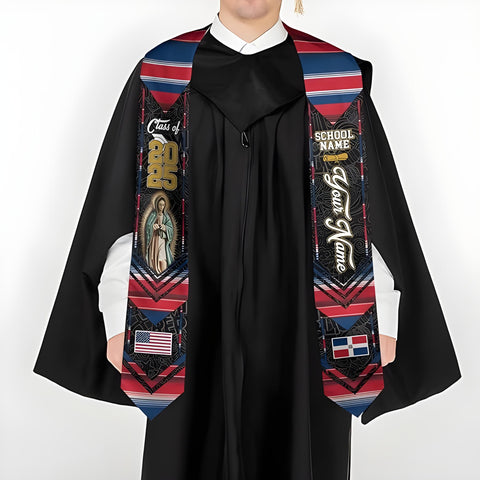 Personalized Dominican Republic Graduation Sash 2025, Customized Dominican American Flag Sash, Dominican Graduation Stole 2025