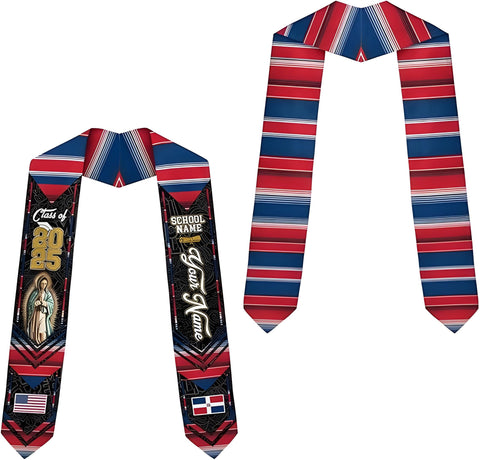 Personalized Dominican Republic Graduation Sash 2025, Customized Dominican American Flag Sash, Dominican Graduation Stole 2025