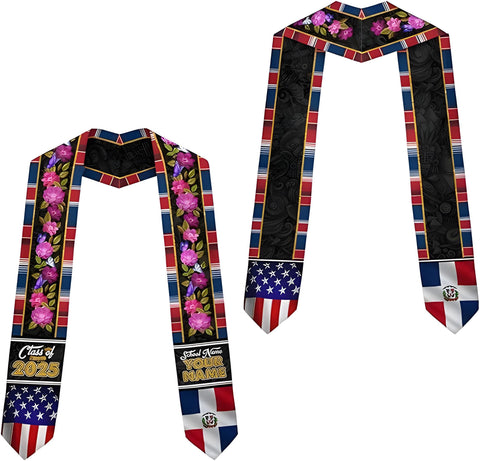 Personalized Dominican Republic Graduation Sash 2025, Customized Dominican American Flag Stole, Dominican Graduation Stole Gift
