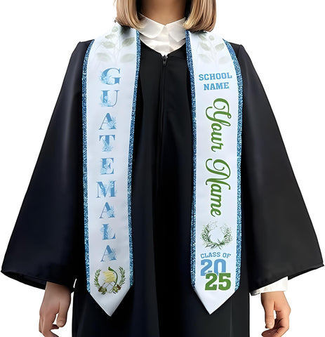 Personalized Guatemalan Graduation Sash 2025, Custom Guatemala Flag Stole, Guatemala Graduation Stole Class of 2025