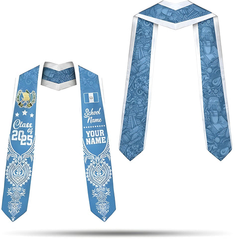 Personalized Guatemalan Graduation Sash 2025, Custom Guatemala Flag Stole 2025, Guatemala Graduation Stole Class of 2025