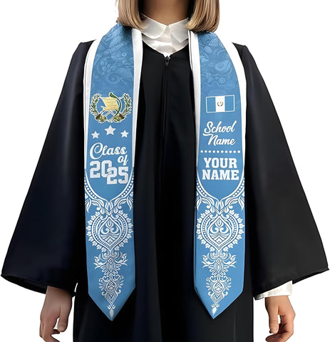 Personalized Guatemalan Graduation Sash 2025, Custom Guatemala Flag Stole 2025, Guatemala Graduation Stole Class of 2025
