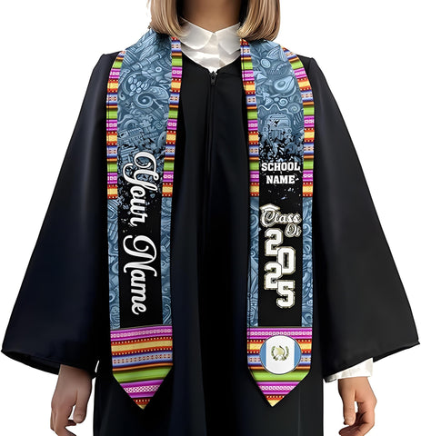 Personalized Guatemalan Graduation Stole 2025, Custom Guatemala Flag Sash, Guatemala Graduation Stole Class of 2025