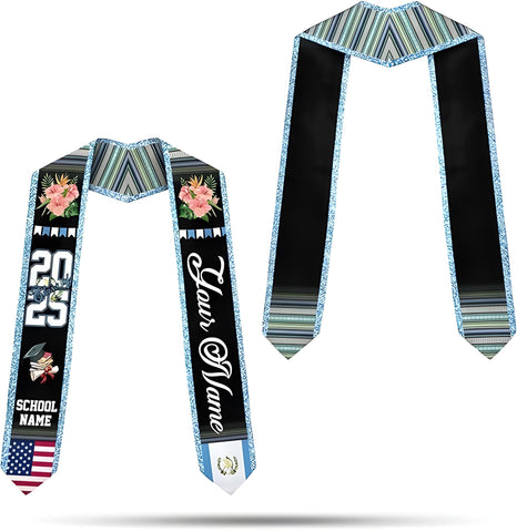 Personalized Guatemalan Graduation Stole, Custom Guatemala Flag Sash 2025, Guatemala Graduation Stole Class of 2025