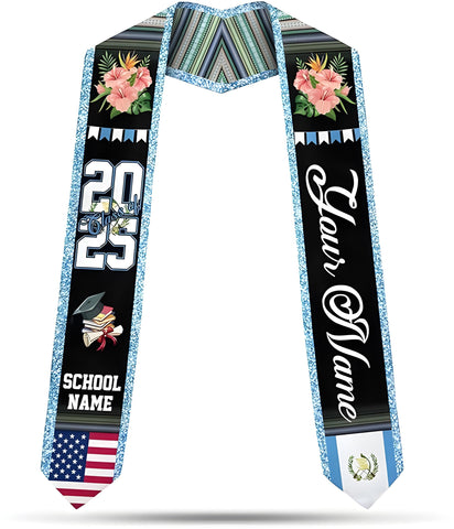 Personalized Guatemalan Graduation Stole, Custom Guatemala Flag Sash 2025, Guatemala Graduation Stole Class of 2025