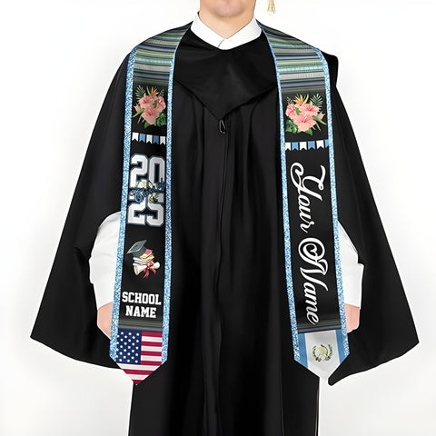 Personalized Guatemalan Graduation Stole, Custom Guatemala Flag Sash 2025, Guatemala Graduation Stole Class of 2025
