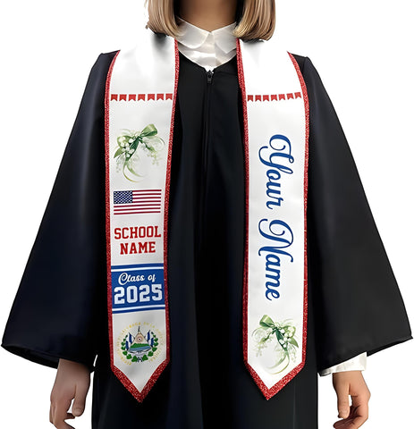 Custom Salvadoran Graduation Stole 2025, Graduation El Salvador Sash, Salvadoran Graduation 2025 Sash