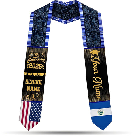 Custom Salvadoran Graduation Stole 2025, Graduation El Salvador Sash, Personalized Salvadoran Graduation 2025 Sash