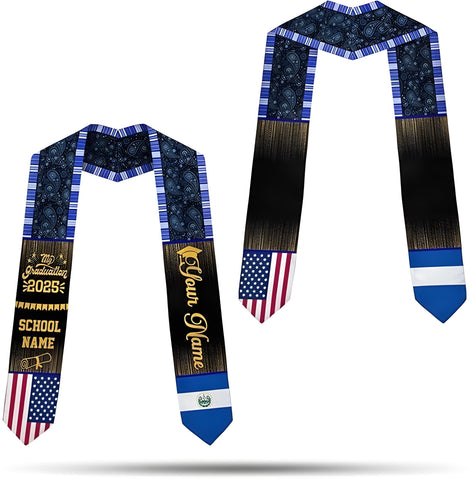Custom Salvadoran Graduation Stole 2025, Graduation El Salvador Sash, Personalized Salvadoran Graduation 2025 Sash