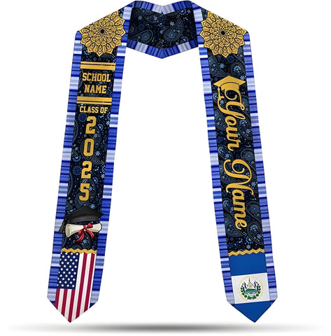 Custom Salvadoran Graduation Stole 2025, Graduation El Salvador Sash, Personalized Salvadoran Graduation Sash 2025