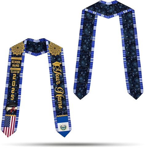 Custom Salvadoran Graduation Stole 2025, Graduation El Salvador Sash, Personalized Salvadoran Graduation Sash 2025