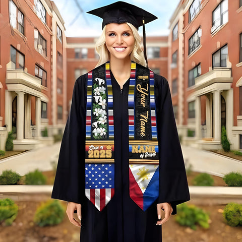 Customized Filipinos Graduation Sash 2025, Filipinos American Flag Graduation Stole 2025, Philippines Graduation Sash