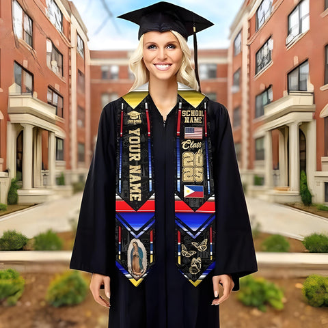 Customized Filipinos Graduation Sash, Filipinos American Flag Graduation Stole 2025, Philippines Graduation Sash 2025