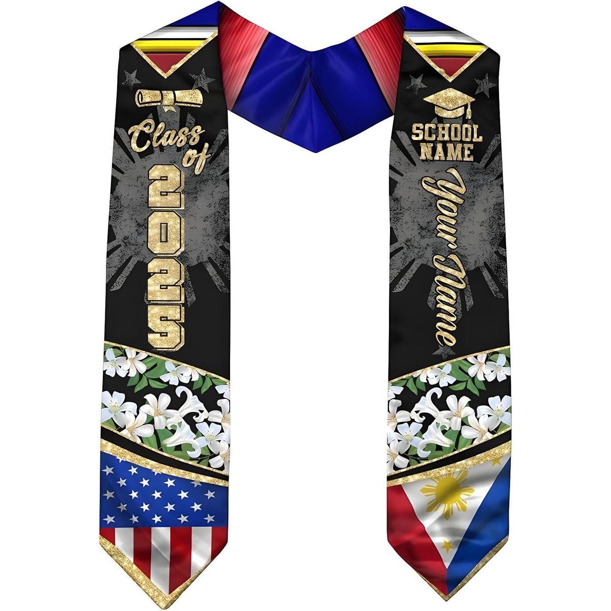 Customized Filipinos Graduation Stole, Filipinos American Flag Graduation Stole 2025, Philippines Graduation Sash 2025