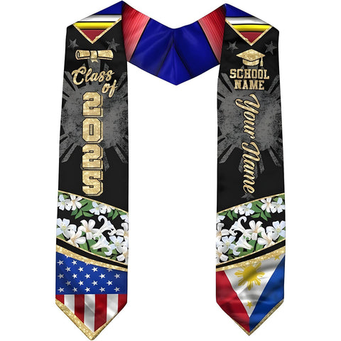 Customized Filipinos Graduation Stole, Filipinos American Flag Graduation Stole 2025, Philippines Graduation Sash 2025