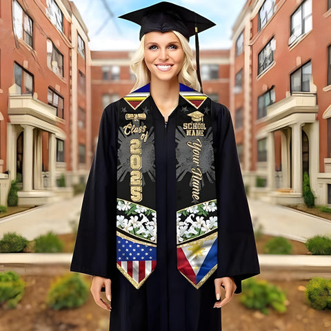 Customized Filipinos Graduation Stole, Filipinos American Flag Graduation Stole 2025, Philippines Graduation Sash 2025