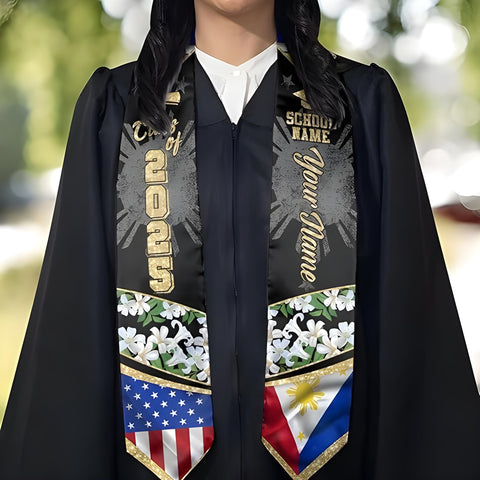 Customized Filipinos Graduation Stole, Filipinos American Flag Graduation Stole 2025, Philippines Graduation Sash 2025