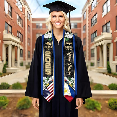 Customized Filipinos Graduation Stole 2025, Filipinos American Flag Graduation Sash, Philippines Graduation Sash 2025