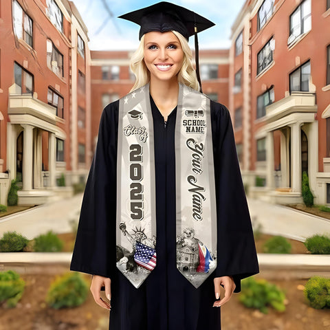 Customized Filipinos Graduation Stole 2025, Filipinos American Flag Graduation Sash 2025, Philippines Graduation Stole