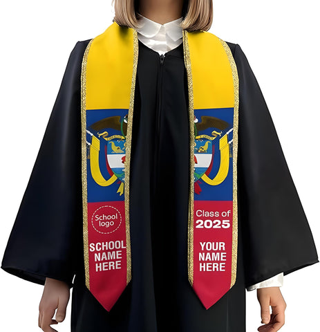 Colombians Graduation Sash 2025, Custom Colombians American Flag Graduation Stole, Colombia Graduation Stole 2025