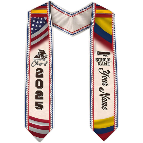 Colombians Graduation Sash 2025, Custom Colombians American Flag Graduation Stole 2025, Colombia Graduation Stole