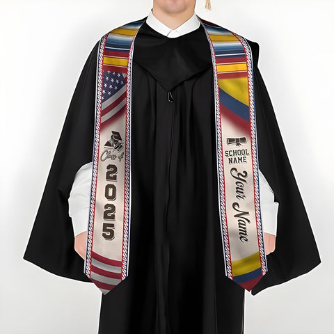 Colombians Graduation Sash 2025, Custom Colombians American Flag Graduation Stole 2025, Colombia Graduation Stole