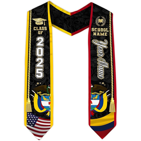 Colombians Graduation Sash 2025, Custom Colombians American Flag Graduation Stole, Colombia Graduation Stole 2025 Gift