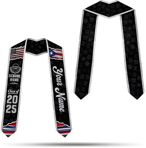 Personalized Puerto Rican Graduation Stole, Puerto Rican Graduation Sash 2025, Puerto Rico Sash for Graduation Day