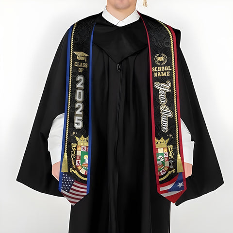 Personalized Puerto Rican Graduation Stole, Puerto Rican Graduation Sash 2025, Puerto Rico Sash for Graduation 2025 Day