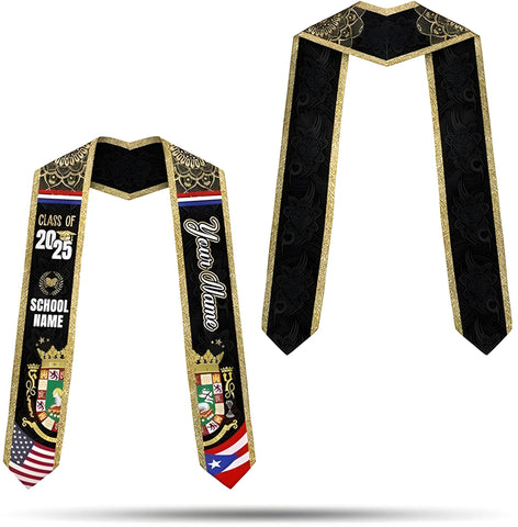 Personalized Puerto Rican Graduation Stole, Puerto Rican Graduation Sash, Puerto Rico Sash for Graduation 2025 Day