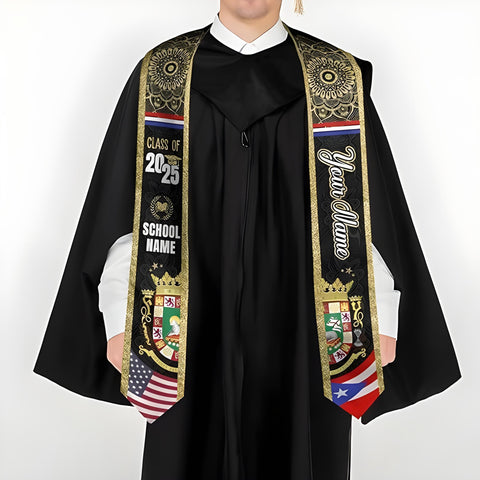 Personalized Puerto Rican Graduation Stole, Puerto Rican Graduation Sash, Puerto Rico Sash for Graduation 2025 Day