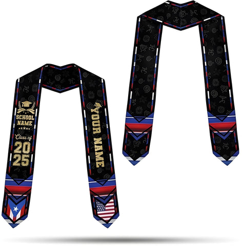 Personalized Puerto Rican Graduation Stole 2025, Puerto Rican Graduation Sash, Puerto Rico Sash for Graduation 2025 Day
