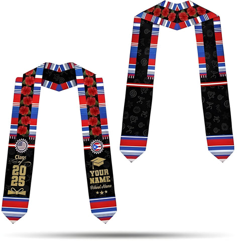 Puerto Rican Graduation Stole 2025, Personalized Puerto Rican Graduation Sash, Puerto Rico Sash for Graduation 2025 Day