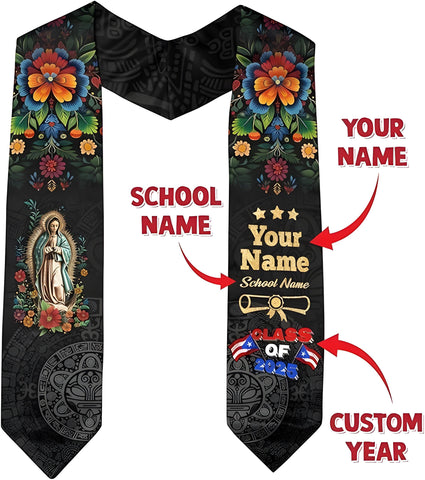 Custom Puerto Rico Graduation Sash, Puerto Rican Graduation Sash 2025, Puerto Rico Graduation Stole Class Of 2025