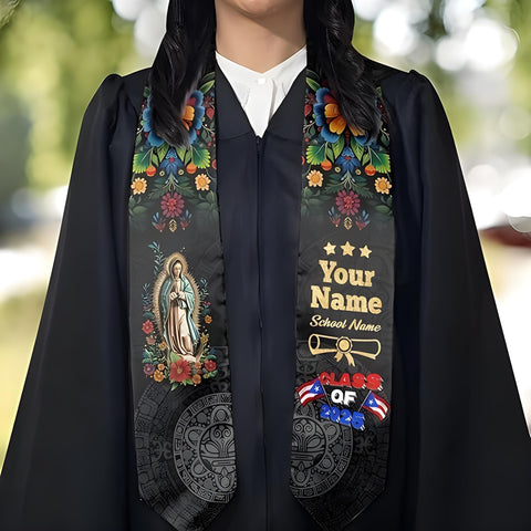 Custom Puerto Rico Graduation Sash, Puerto Rican Graduation Sash 2025, Puerto Rico Graduation Stole Class Of 2025