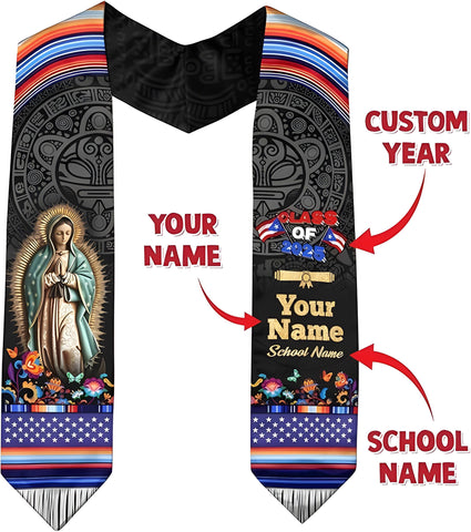 Custom Puerto Rico Graduation Sash 2025, Puerto Rican Graduation Sash, Puerto Rico Graduation Stole Class Of 2025