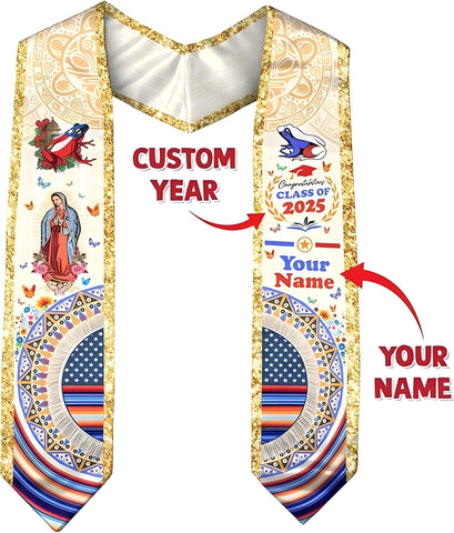 Custom Puerto Rico Graduation Sash 2025, Puerto Rican Graduation Stole, Puerto Rico Graduation Stole Class Of 2025