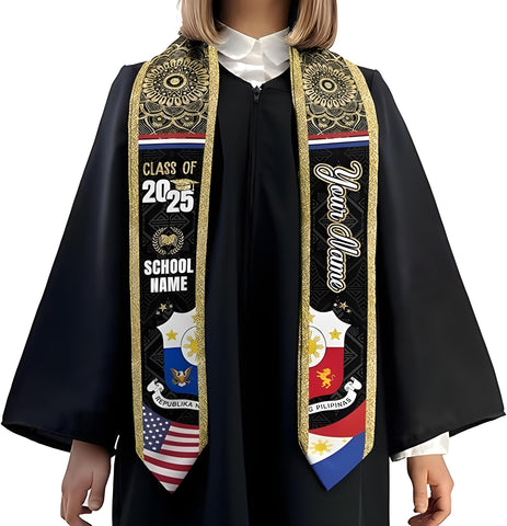 Customize Filipino Graduation Sash 2025, Philippines Graduation Stole 2025, Personalized Philippine Graduation Stole