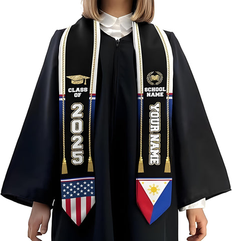 Customize Filipino Graduation Sash 2025, Philippines Graduation Stole, Personalized Philippine Graduation Stole 2025