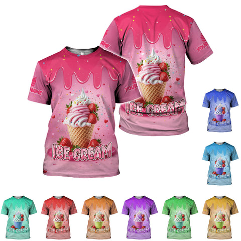 Custom Name Ice Creams 3D Shirt, Ice Cream Shirts for Team Men Women