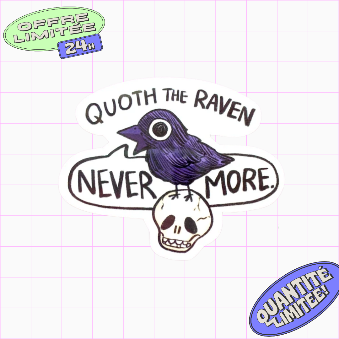 Raven Halloween Sticker |Gothic Literature Decal for Laptop, Water Bottle