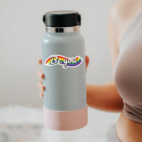Be you LGBTQ+ Flag Sticker,Pride month gift, Waterproof Vinyl Sticker for Book Laptop Water Bottle Phone Case