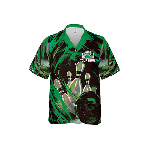 Custom Name Team Name Bowling Hawaiian 3D Shirts for Men and Women, Bowling Hawaii Shirts for Bowling Team, Bowling fan Gift