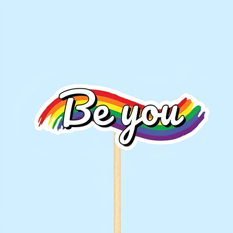 Be you LGBTQ+ Flag Sticker,Pride month gift, Waterproof Vinyl Sticker for Book Laptop Water Bottle Phone Case