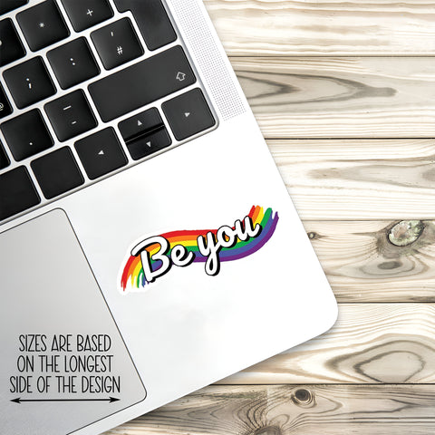 Be you LGBTQ+ Flag Sticker,Pride month gift, Waterproof Vinyl Sticker for Book Laptop Water Bottle Phone Case