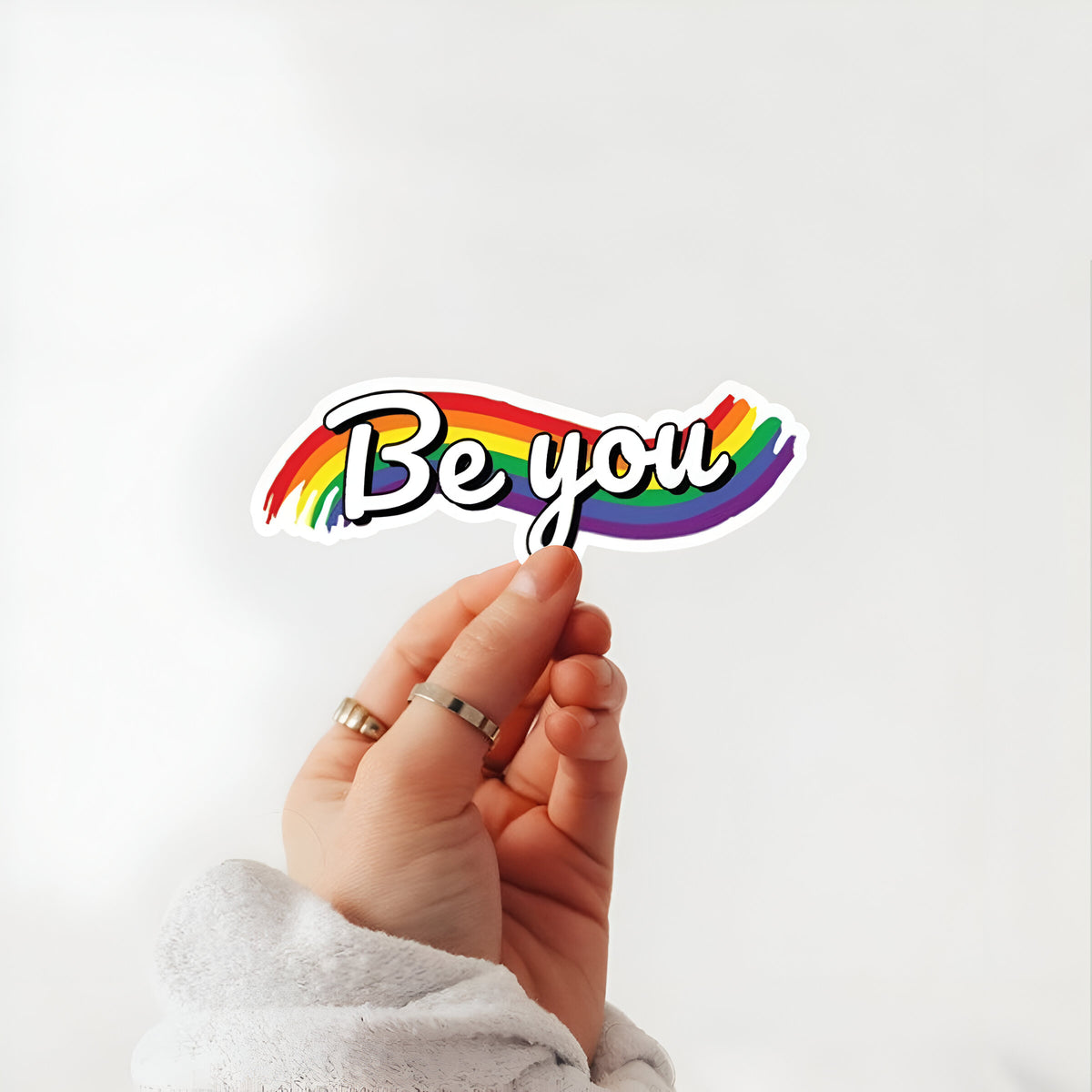 Be you LGBTQ+ Flag Sticker,Pride month gift, Waterproof Vinyl Sticker for Book Laptop Water Bottle Phone Case