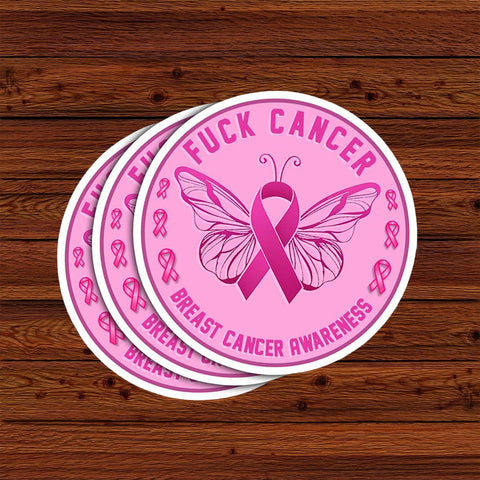 Butterfly Breast Cancer Awareness Pink Fighter Ribbon Sticker, 3 inches Waterproof Vinyl Sticker for Book Laptop Water Bottle Phone Case