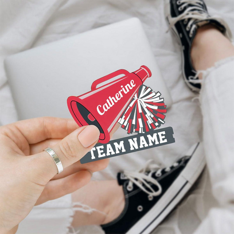 Custom name Cheer Cheerleader sticker, Cheer Gift for Cheer Team, Waterproof Vinyl Sticker for Book Laptop Water Bottle Phone Case